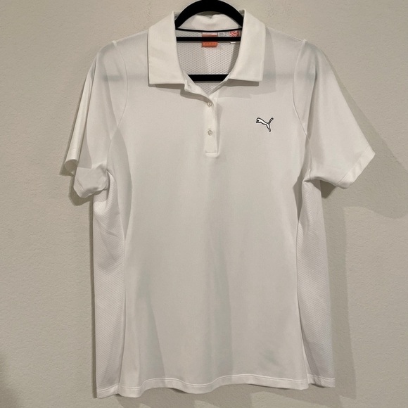 Puma Women Cool Cell Polo Shirt XL White Logo Embroidered Activewear Outdoor - Picture 1 of 15